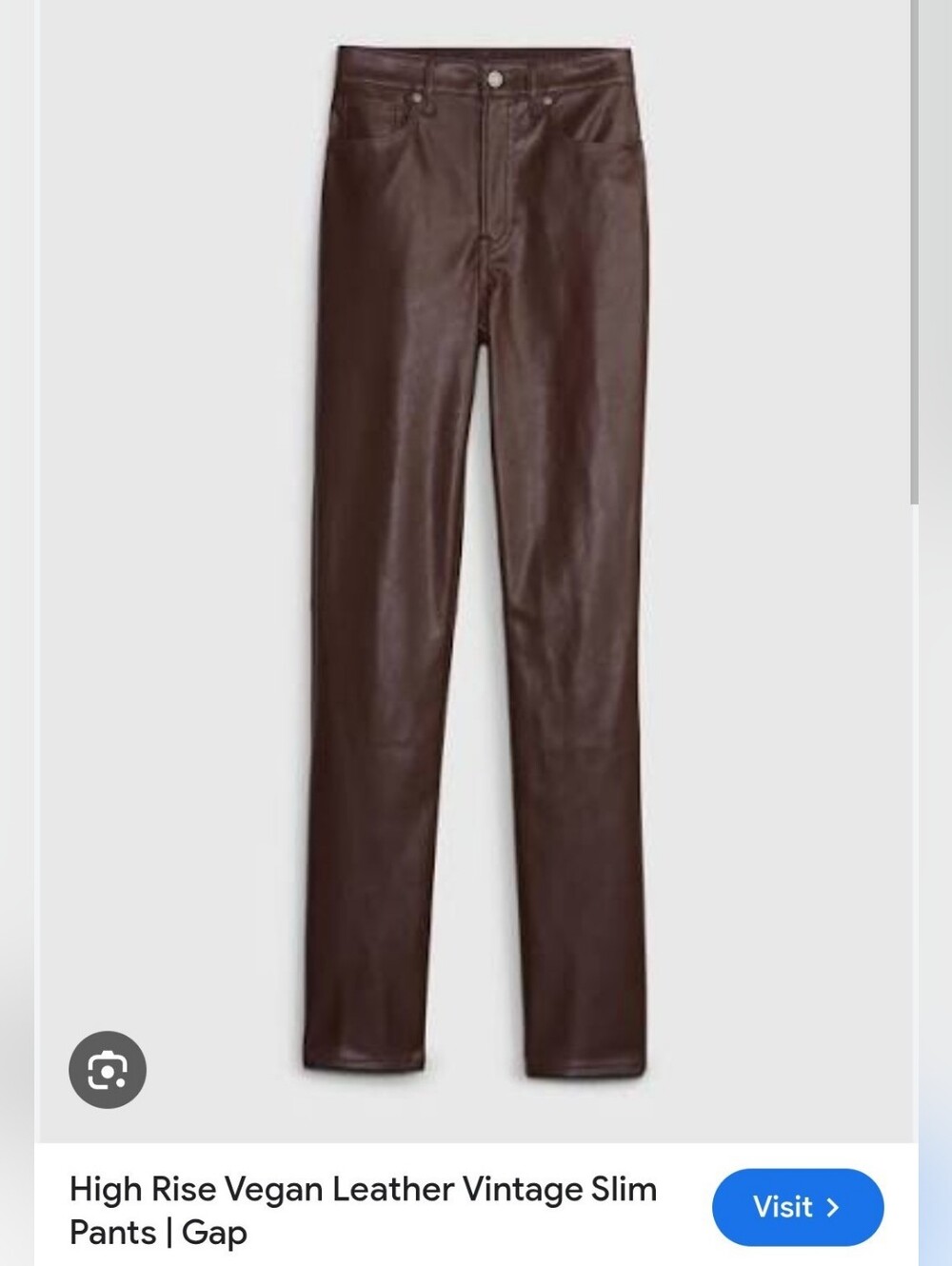 GAP High-Rise Vegan Leather Slim Jeans - Dark Brown